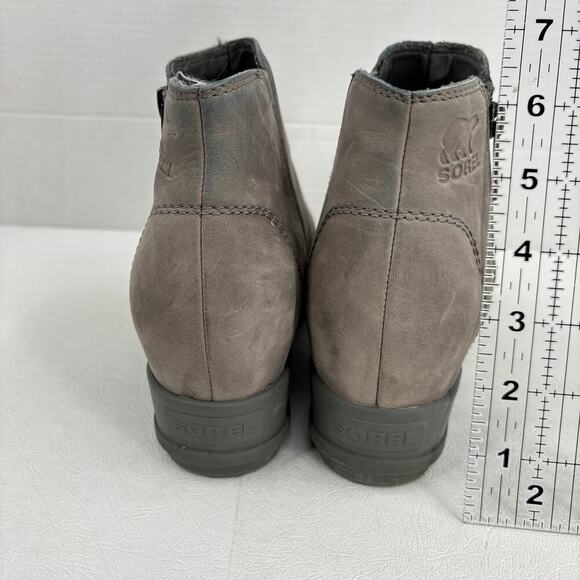 Sorel Joan of Arctic Wedge Boot Size 8.5 Gray Leather Side Zip Waterproof Bootie - Picture 11 of 11